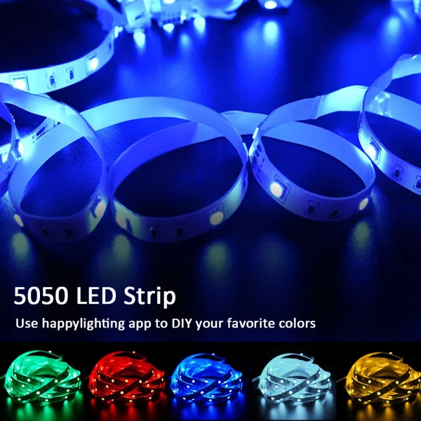 (EU Plug) LED Strip Light RGB Music Sync Color Changing  Sensitive Built-in Mic, App LED Lights DC12V Flexible – Bild 3