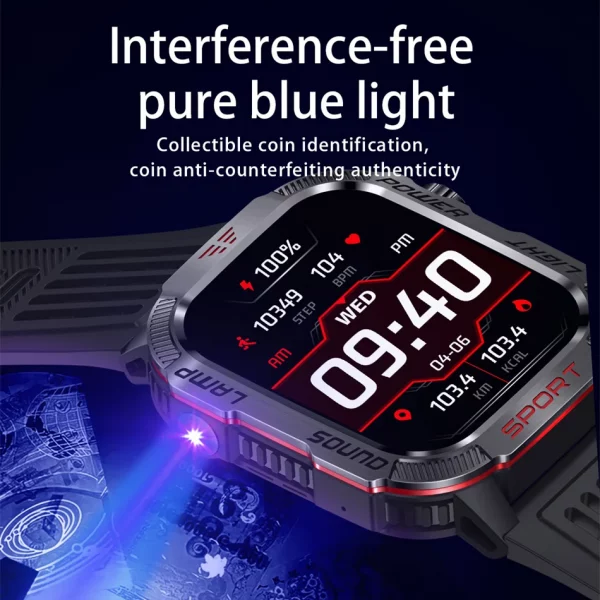 New For Huawei Xiaomi Military GPS Smart Watch Men Flashlight Compass Waterproof Outdoor Sport Tracker Bluetooth Call Smartwatch – Bild 3