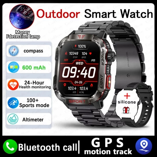 New For Huawei Xiaomi Military GPS Smart Watch Men Flashlight Compass Waterproof Outdoor Sport Tracker Bluetooth Call Smartwatch – Bild 12