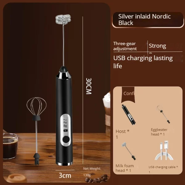 Handheld Double Stick Wireless Whisk Custard Foamer Mini Portable Blender Coffee Milk Three Speed Control Egg White Whipped USB – Bild 7