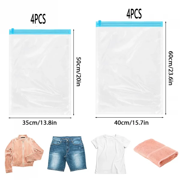 8 Pack Roll Up Compression Bags Reusable Vacuum Storage Bags for Travel Organizer Saving Space in Suitcase  No Pump Required – Bild 7