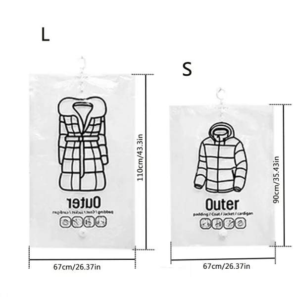 Clearance_Hang Transparent Vacuum Bag Storage For Clothes Down Jacket Overcoat Compression Home Organizer Wardrobe Dustproof Coa – Bild 6