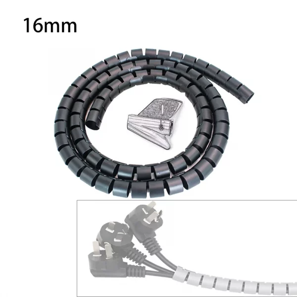 2m 8/10/16/22mm Cable Cover Protector Wire Desk Organizer Computer Cord Protective Bite Tube Clip Management Tools Spiral Winder – Bild 8