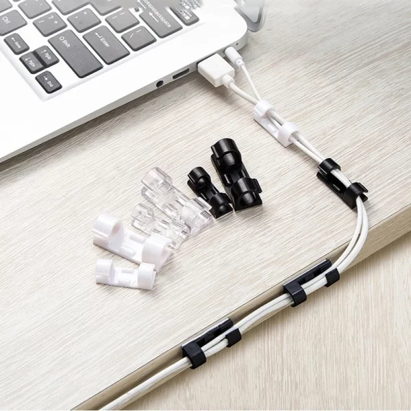 20/5PCS USB Cable Organizer Clips Wire Winder Holder Earphone Mouse Cord Clip Protector Management Adhesive Hooks Desk Clamp – Bild 4