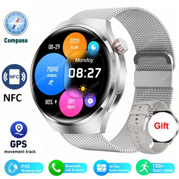 Smart Watch Bluetooth Call IP68 Waterproof NFC Smart Watch Men AMOLED HD Screen Heart Rate Sleep GPS Tracker For Watch Pro – Bild 16