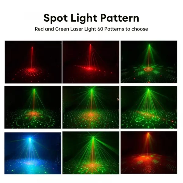60 Patterns Mini DJ Disco Light Party Stage Lighting Effect Voice Control USB Laser Projector Strobe Lamp For Home Dance Floor – Bild 2