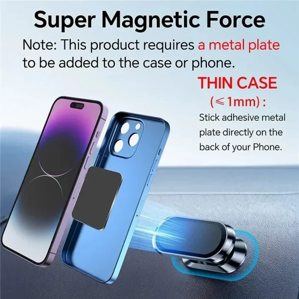 Magnetic Car Phone Holder 360 Rotatable Mini Strip Shape Stand For Huawei Metal Strong Magnet GPS Car Mount for iPhone 14 – Bild 4
