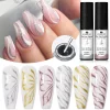 3pc Glitter Liner Nail Gel Polish Set Silver Gold DIY Nail Art Semi Permanent Painting Gel Kit Long Lasting Soak Off UV Vanrish – Bild 2