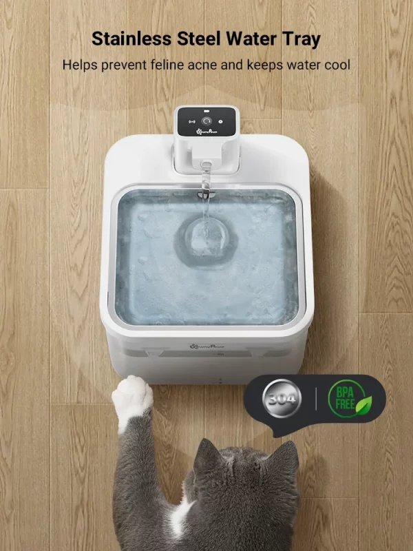 DownyPaws 2.5L Automatic Stainless Steel Cat Water Fountain 4000mAh Wireless Pet Drinker Battery & Sensor 2 in 1 Dispenser – Bild 3