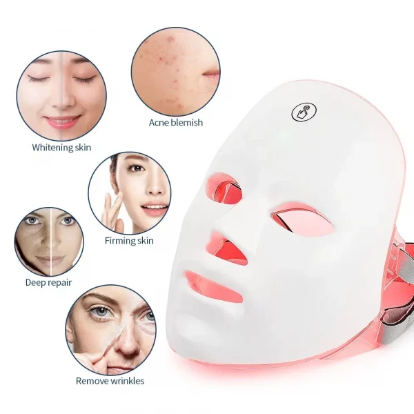 Wireless LED Face Mask Red Light Photon Therapy Anti-Aging Anti Wrinkle Acne Removal 7 Color Facial Mask Skin Care Beauty Device – Bild 6
