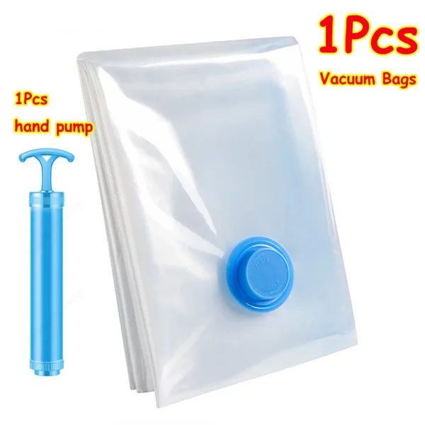 1-24Pcs Reusable Vacuum Storage Sealing Bags with Hand Pump Clear Folding Compressed Space Saving Vacuum Bag for Clothes Travel – Bild 14