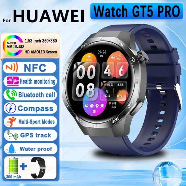 For HUAWEI GT5 PRO Smart Watch Men Watch 4 Pro Upgraded Version GPS Bluetooth Call NFC Heart Rate Waterproof Compass Smart Watch – Bild 7