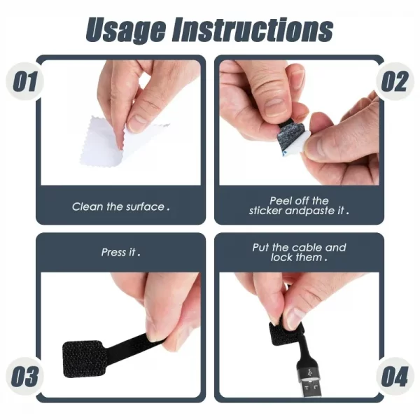Reusable Cable Ties Fastening Wire Organizer Cord Rope Holder Self Adhesive Adjustable Cord Organizer Straps Desk Management – Bild 5