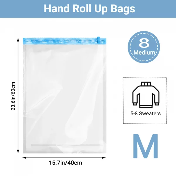 8 Pack Roll Up Compression Bags Reusable Vacuum Storage Bags for Travel Organizer Saving Space in Suitcase  No Pump Required – Bild 10