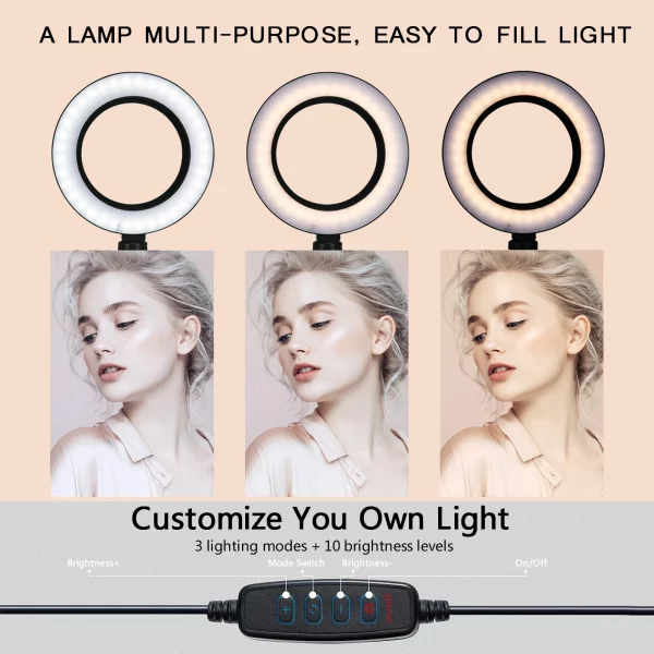 LED Selfie Soft Ring Light With Long Arm Phone Tripod Stand Holder Circle Fill Lighting Round Lamp  Makeup Photography RingLight – Bild 4