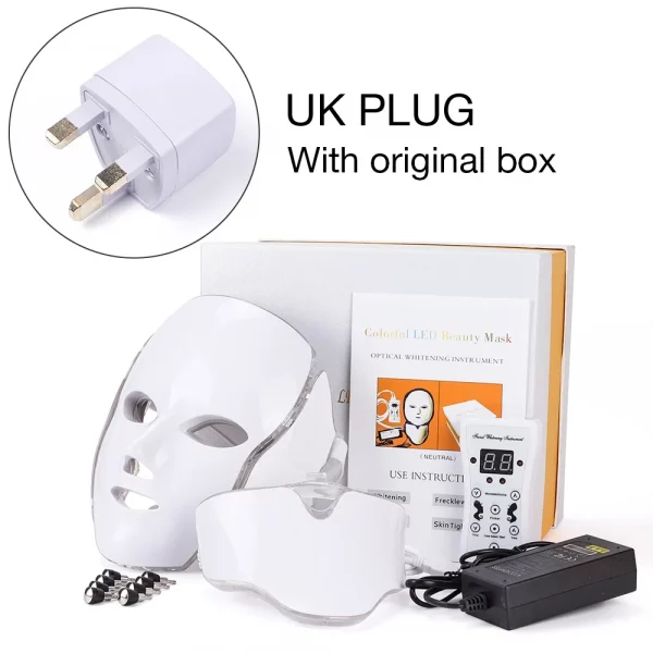 7 Colors LED Facial Mask with Neck LED Light Therapy Mask Skin Rejuvenation Anti Acne Beauty Device Face Lifting Firm Massager – Bild 9