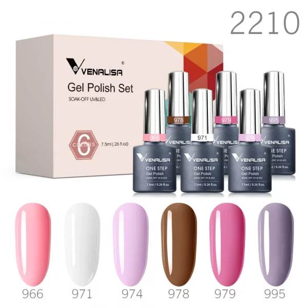 6pcs/set VIP5 Venalisa Gel Nail Polish HEMA FREE Jelly Pink Nude Color Varnish Soak Off UVLED Semi Permanent Lacquer Branded Kit – Bild 26