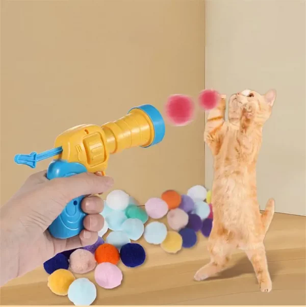 1 Set Cat Plush Toy Gun Plush Launcher Silent Interactive Tool Mini Shooting Gun Games Stretch Plush Ball Toys Pet Supplies – Bild 3