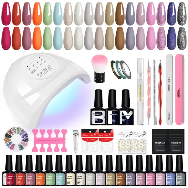 Nail Set Gel Nail Polish Set with UV LED Lamp Dryer Semi Permanent Gel Varnish Set Professional Nail Art Tools Kit Manicure Set – Bild 28