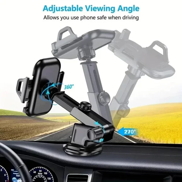 Car Phone Holder Car Dashboard Windshield Suction Cup Holder Universal Phone Holder Air Outlet Clip Telescopic Phone Holder – Bild 3