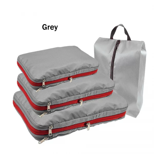 Travel Compression Packing Cubes With Shoe Bag Portable Folding Organizer Luggage Compressible Pouch Travel Storage Clothes Shoe – Bild 7