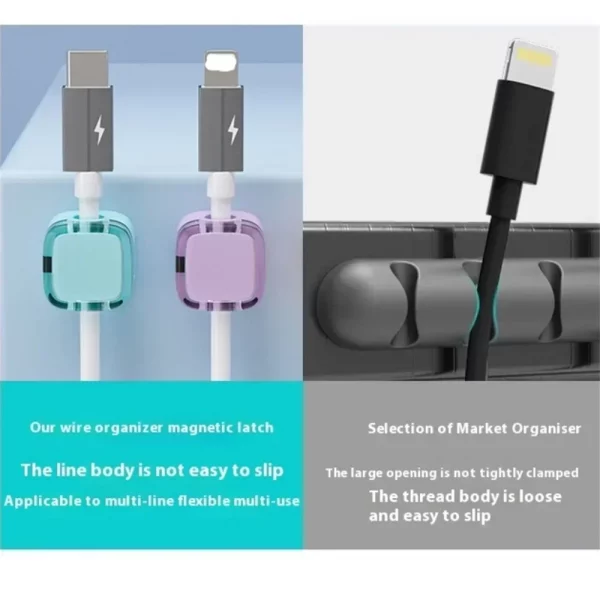 6pcs Magnetic Cable Management Clips Multi-Colored Data Cable Cord Organizer Desk & Wall Mounted Hooks For Phone Data & Charger – Bild 6
