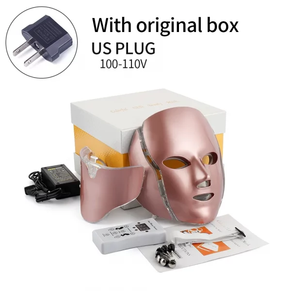 7 Colors LED Facial Mask with Neck LED Light Therapy Mask Skin Rejuvenation Anti Acne Beauty Device Face Lifting Firm Massager – Bild 17