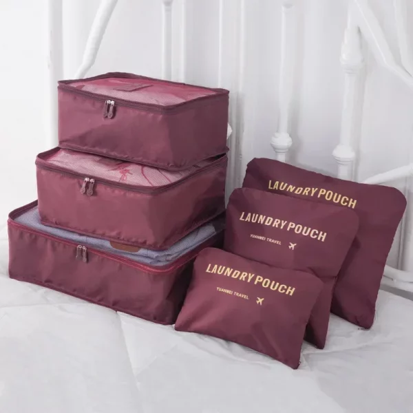 6 PCS Travel Storage Bag Set for Clothes Tidy Organizer Wardrobe Suitcase Pouch Travel Organizer Bag Case Shoes Packing Cube Bag – Bild 9