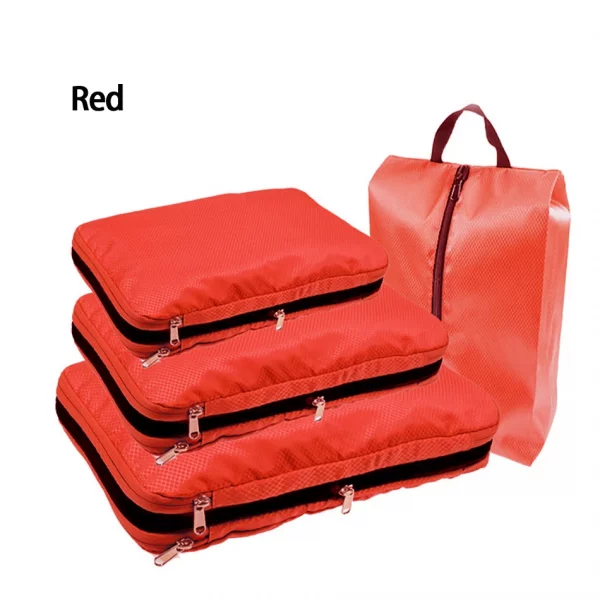 Travel Compression Packing Cubes With Shoe Bag Portable Folding Organizer Luggage Compressible Pouch Travel Storage Clothes Shoe – Bild 10