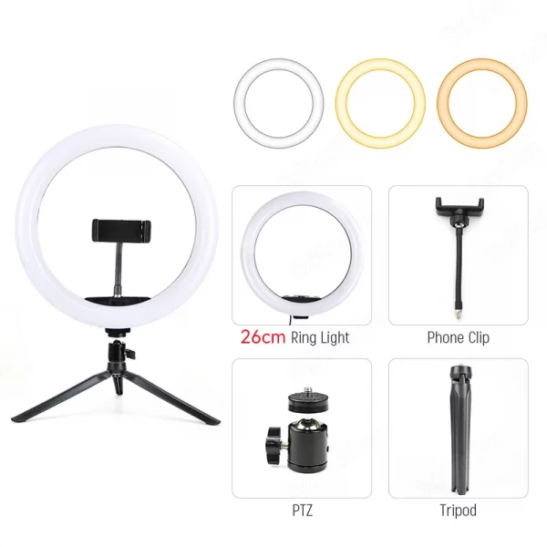 10 13 Inch Ring Light Dimmable Selfie Lamp Pptional Tripod Photographic Lighting Studio Video Lights For Live Make Up Youtube – Bild 15