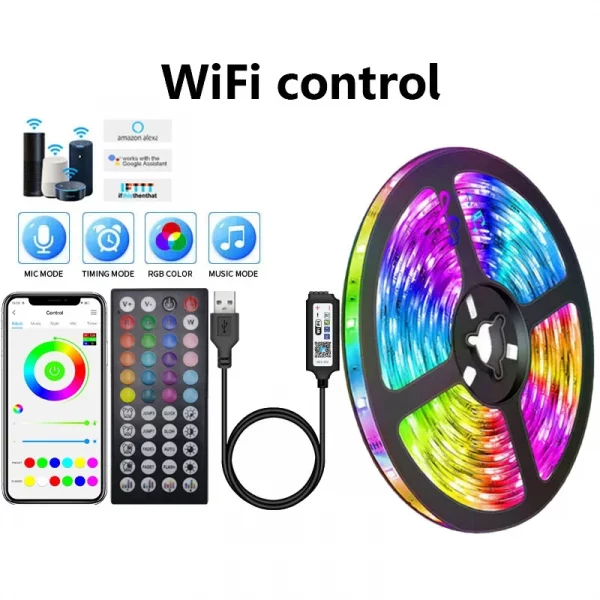 LED Strip Light WIFI Bluetooth Control 5050 RGB Led Lights Flexible Ribbon Luces Led 1M-30M 5V USB TV BackLight Room Decoration – Bild 8