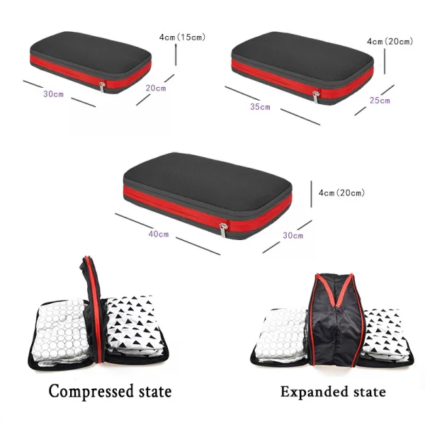 Travel Compression Packing Cubes With Shoe Bag Portable Folding Organizer Luggage Compressible Pouch Travel Storage Clothes Shoe – Bild 4