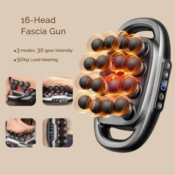 16 Heads Fascia Gun Electric Masajeador Vibrating Muscle Massagers Body Neck Massage Relaxation Treatment Fascia Massage Gun – Bild 3